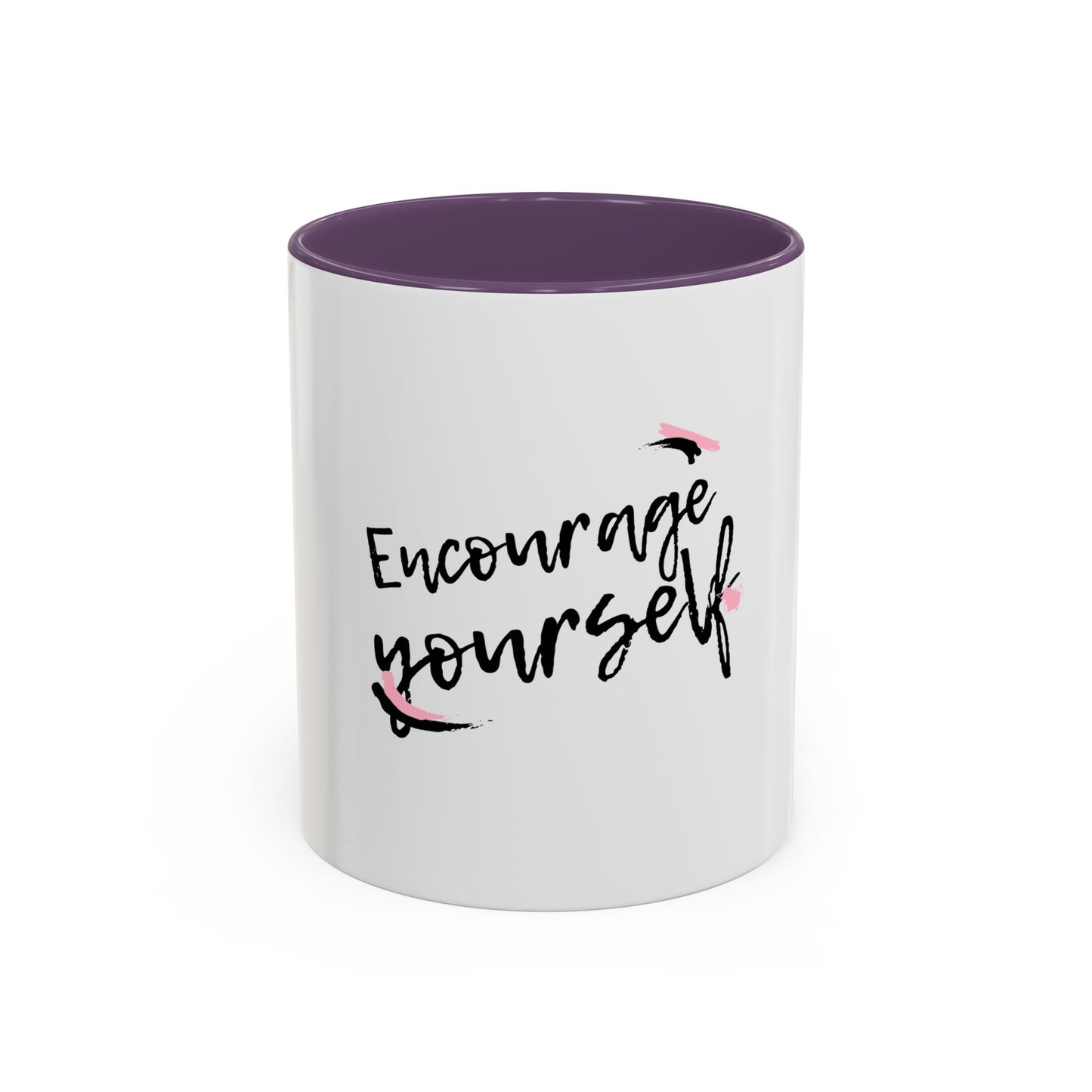 Encourage Yourself Coffee Mug | Motivational Mug | Inspirational Gift | Black Handle Mug | 11oz 15oz