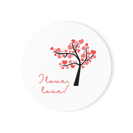Love Tree Cork Coaster Set, Perfect for Valentine's Day Decor, Home Bar Accessories, Wedding Gifts, Romantic Tableware