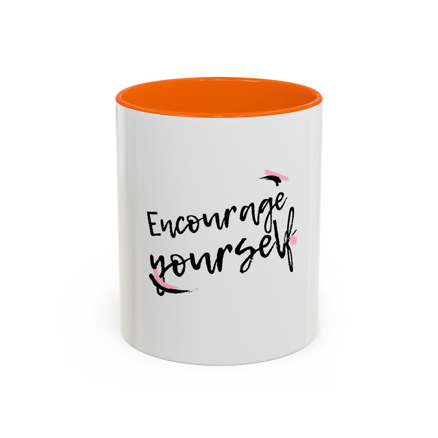 Encourage Yourself Coffee Mug | Motivational Mug | Inspirational Gift | Black Handle Mug | 11oz 15oz