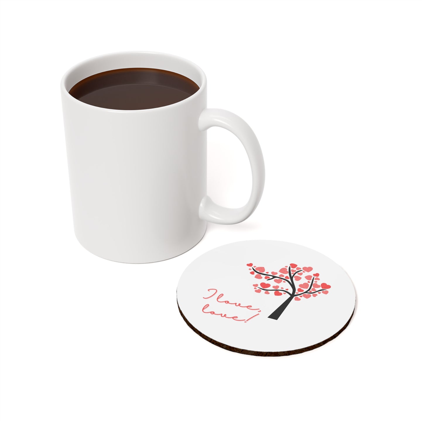 Love Tree Cork Coaster Set, Perfect for Valentine's Day Decor, Home Bar Accessories, Wedding Gifts, Romantic Tableware