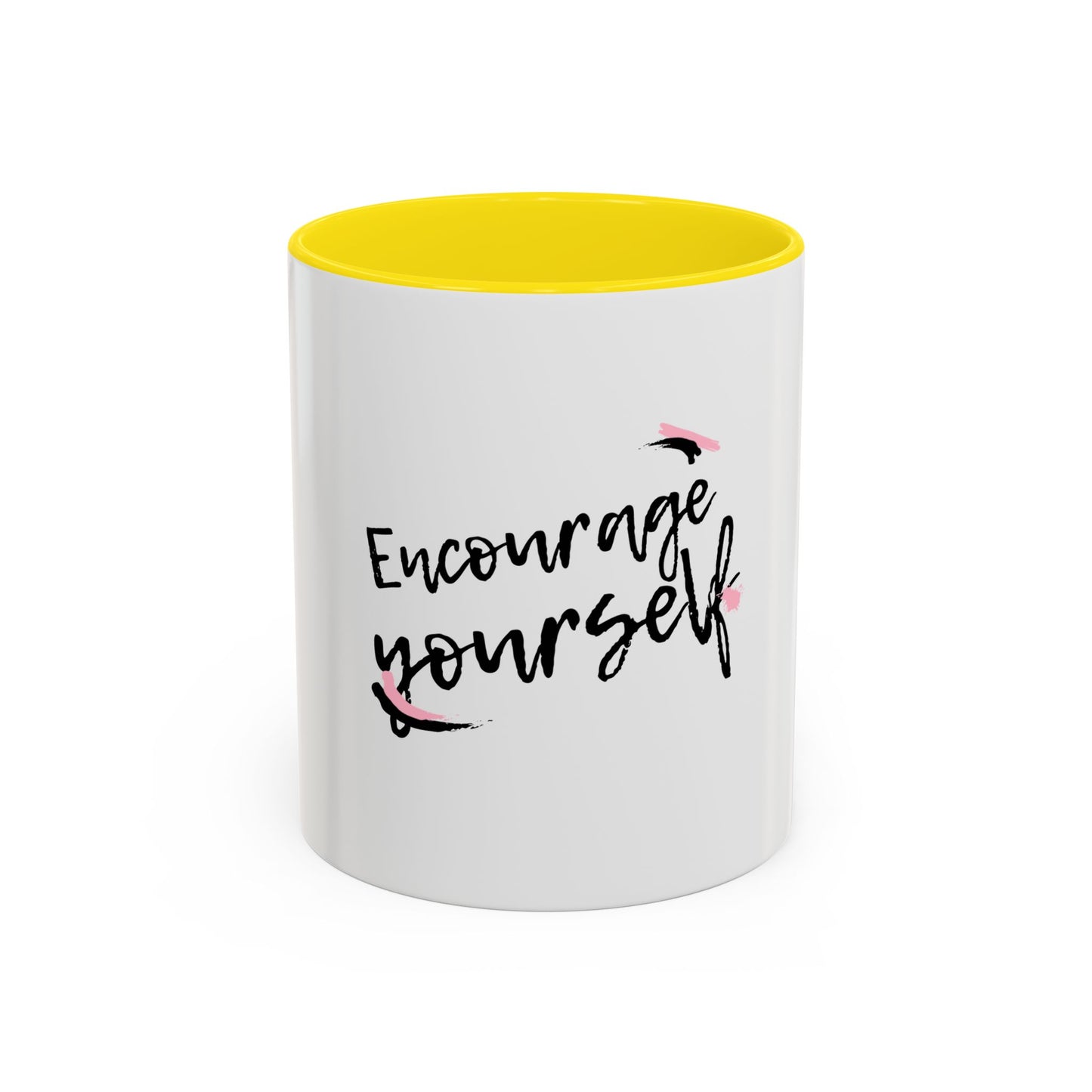 Encourage Yourself Coffee Mug | Motivational Mug | Inspirational Gift | Black Handle Mug | 11oz 15oz